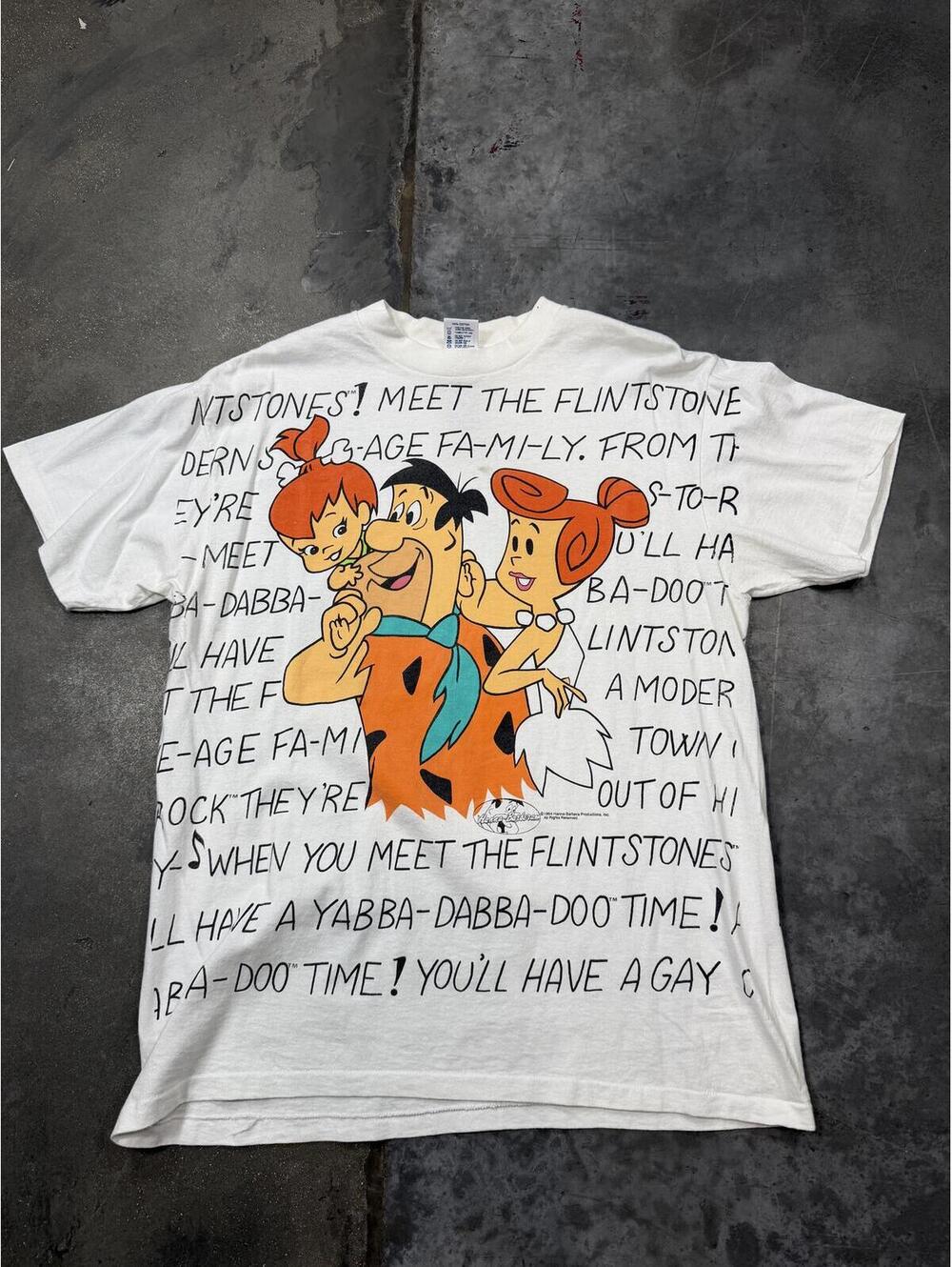 Vintage1994 Flintstones AOP T Shirt L Single Stitch Hanna Barbera